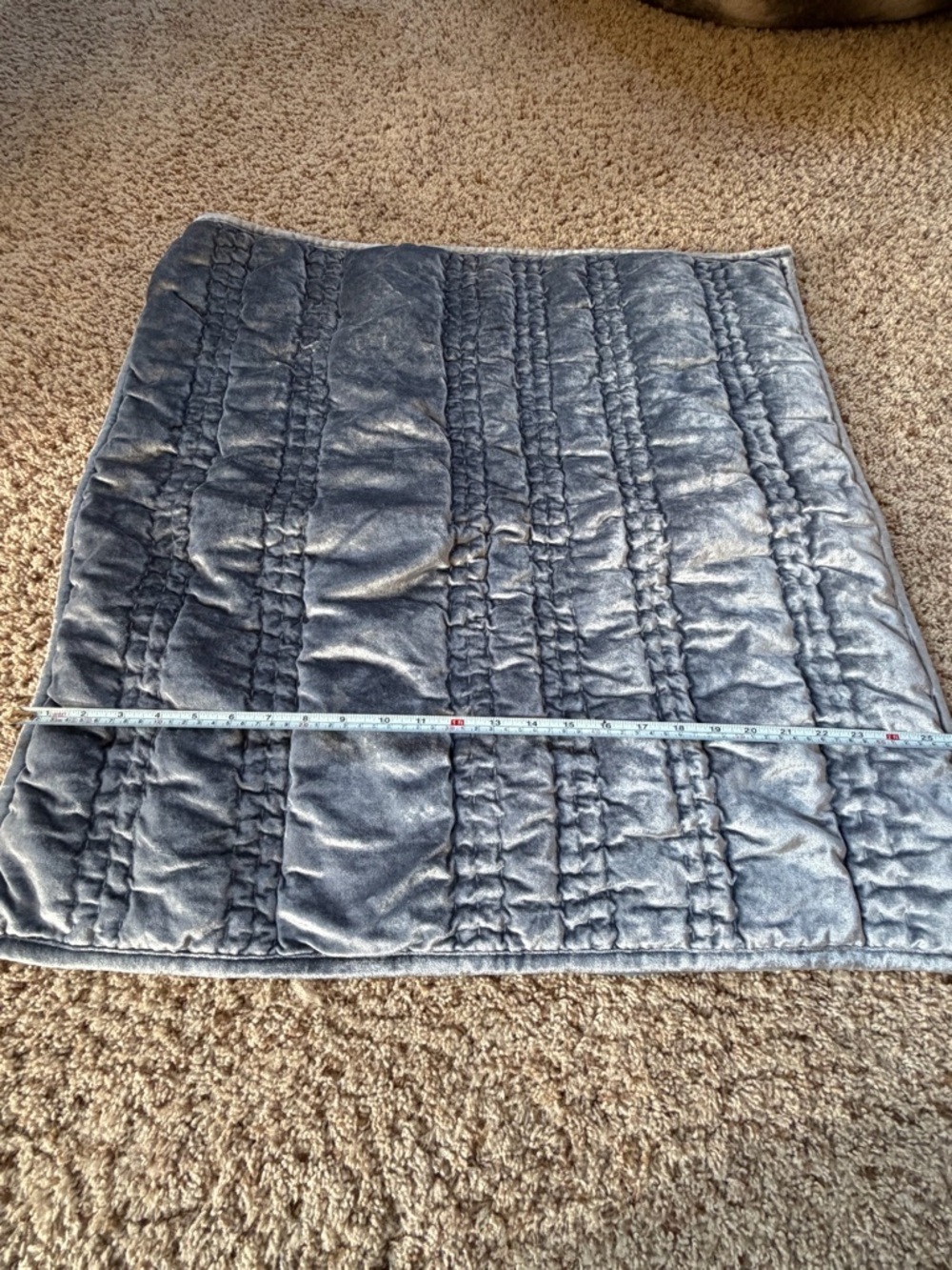new Anthropologie lustered velvet Alastair euro sham pillow cover slate blue - Picture 7 of 16